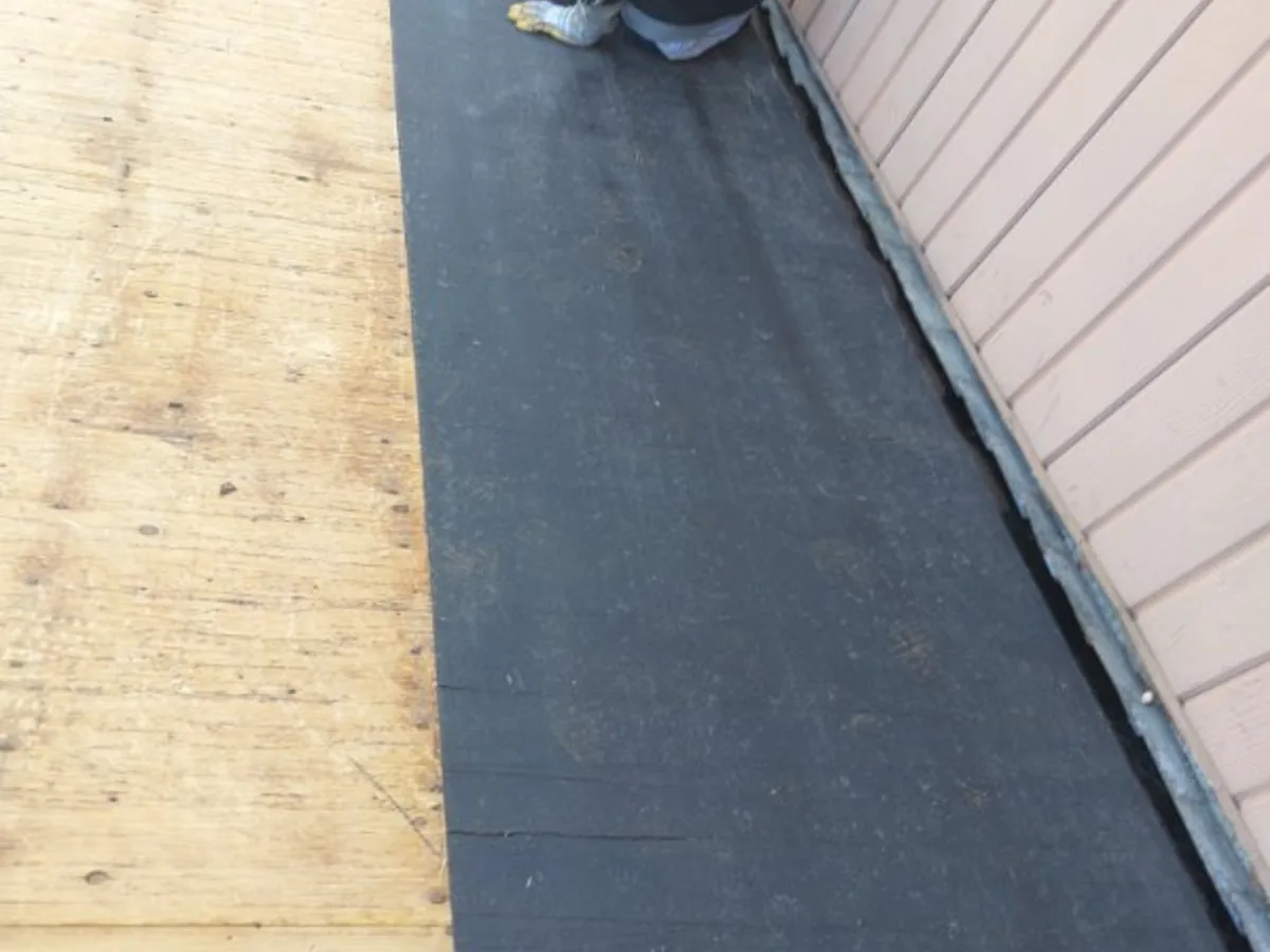 Ice and water shield installed on new plywood at the eave